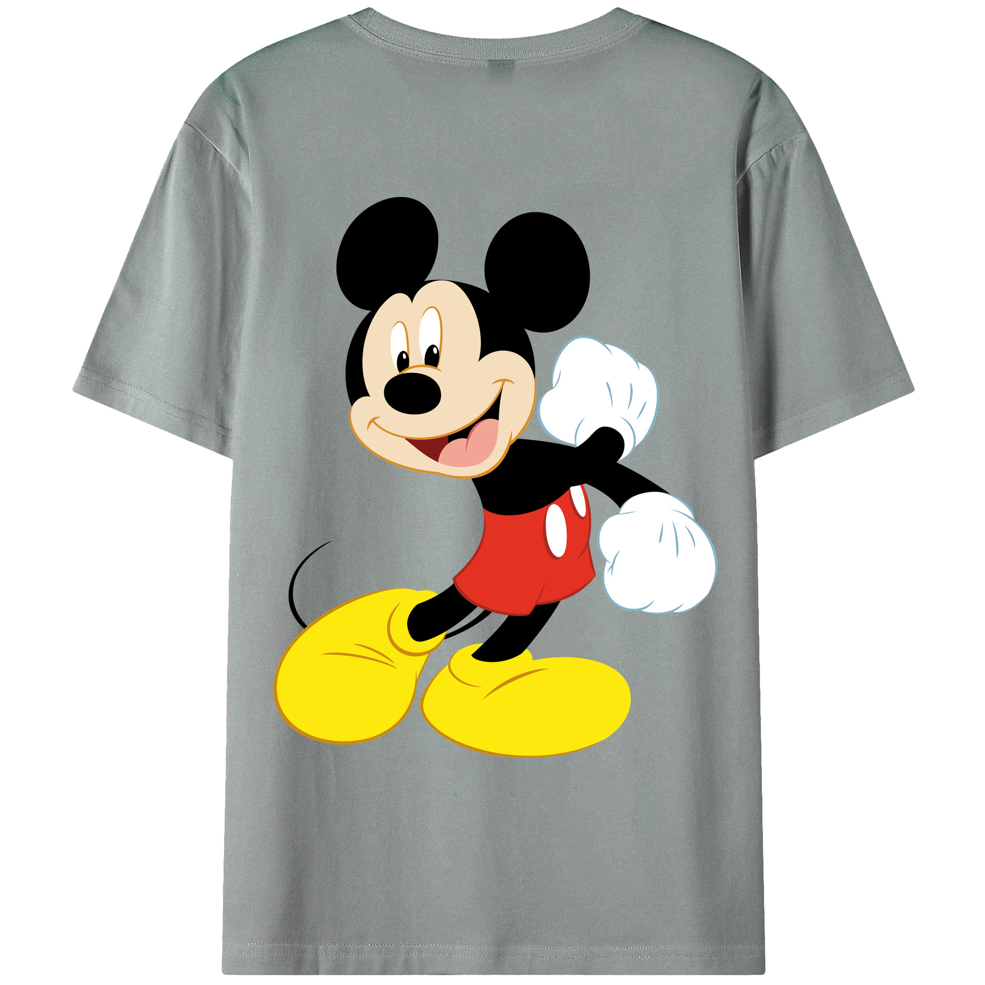 ミッキーマウス Mickey Mouse 綿100％ メンズ半袖Tシャツ（バックプリント） 通気性